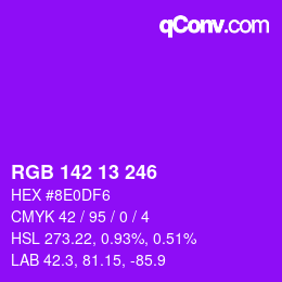 Color code: RGB 142 13 246 | qconv.com