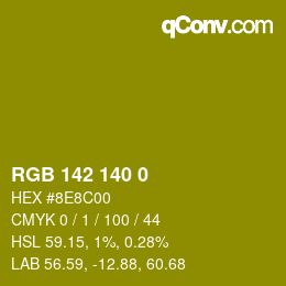 Color code: RGB 142 140 0 | qconv.com