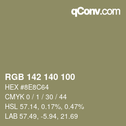 Farbcode: RGB 142 140 100 | qconv.com