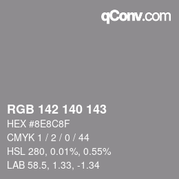 Color code: RGB 142 140 143 | qconv.com