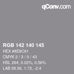 颜色代码: RGB 142 140 145 | qconv.com