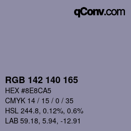 カラーコード: RGB 142 140 165 | qconv.com