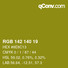 Color code: RGB 142 140 19 | qconv.com