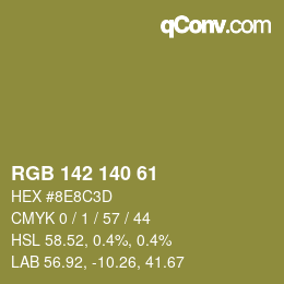 カラーコード: RGB 142 140 61 | qconv.com