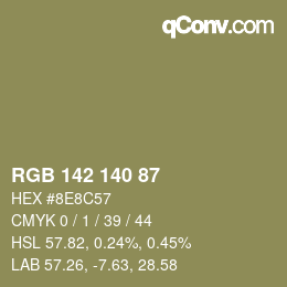 Código de color: RGB 142 140 87 | qconv.com