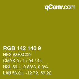 Color code: RGB 142 140 9 | qconv.com