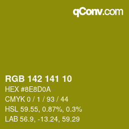 カラーコード: RGB 142 141 10 | qconv.com