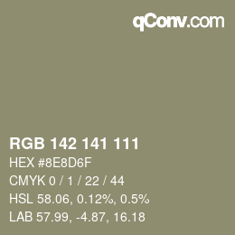 カラーコード: RGB 142 141 111 | qconv.com
