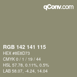 颜色代码: RGB 142 141 115 | qconv.com