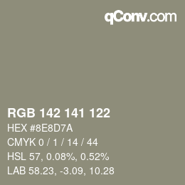 カラーコード: RGB 142 141 122 | qconv.com