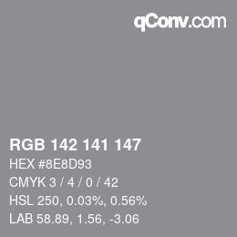 Color code: RGB 142 141 147 | qconv.com