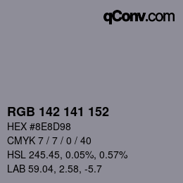 Color code: RGB 142 141 152 | qconv.com