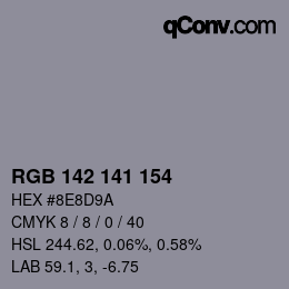 Color code: RGB 142 141 154 | qconv.com