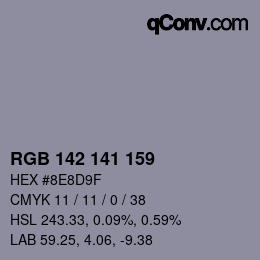 カラーコード: RGB 142 141 159 | qconv.com