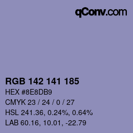 Color code: RGB 142 141 185 | qconv.com