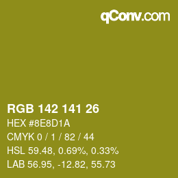 Color code: RGB 142 141 26 | qconv.com