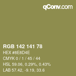 Color code: RGB 142 141 78 | qconv.com