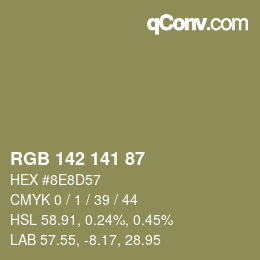 Color code: RGB 142 141 87 | qconv.com