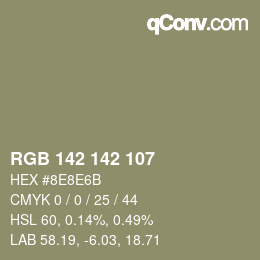 Color code: RGB 142 142 107 | qconv.com