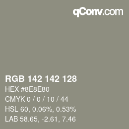 Color code: RGB 142 142 128 | qconv.com