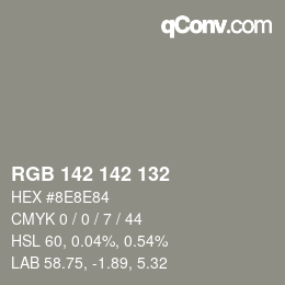 Color code: RGB 142 142 132 | qconv.com