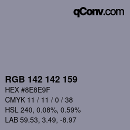 颜色代码: RGB 142 142 159 | qconv.com