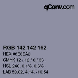 Color code: RGB 142 142 162 | qconv.com