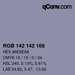 Color code: RGB 142 142 168 | qconv.com