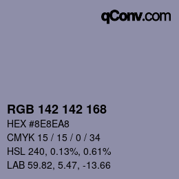 Código de color: RGB 142 142 168 | qconv.com