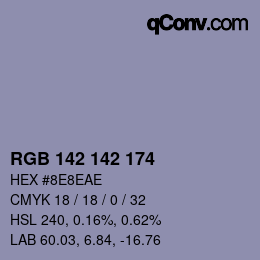 カラーコード: RGB 142 142 174 | qconv.com