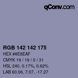 Color code: RGB 142 142 175 | qconv.com