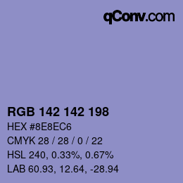 Color code: RGB 142 142 198 | qconv.com