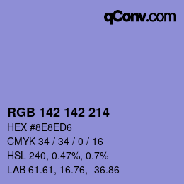 カラーコード: RGB 142 142 214 | qconv.com