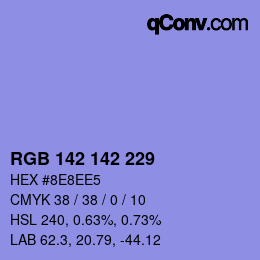 Color code: RGB 142 142 229 | qconv.com
