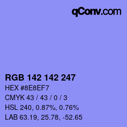 Color code: RGB 142 142 247 | qconv.com