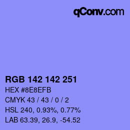 Color code: RGB 142 142 251 | qconv.com