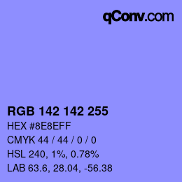 Farbcode: RGB 142 142 255 | qconv.com