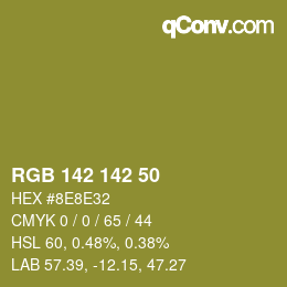 Color code: RGB 142 142 50 | qconv.com