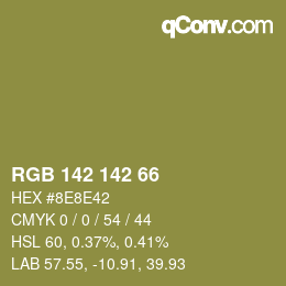 Color code: RGB 142 142 66 | qconv.com
