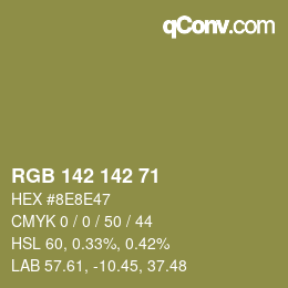 Color code: RGB 142 142 71 | qconv.com