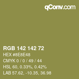 Color code: RGB 142 142 72 | qconv.com