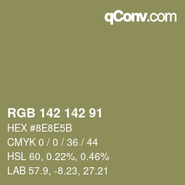 Color code: RGB 142 142 91 | qconv.com