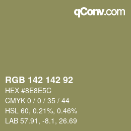 Color code: RGB 142 142 92 | qconv.com