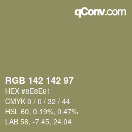 Color code: RGB 142 142 97 | qconv.com