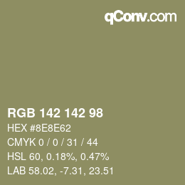 Color code: RGB 142 142 98 | qconv.com