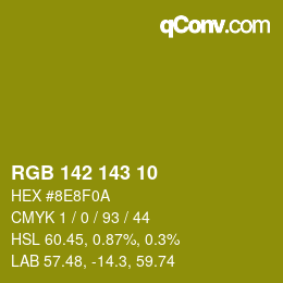 Color code: RGB 142 143 10 | qconv.com