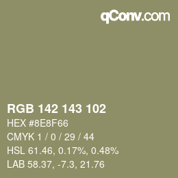 颜色代码: RGB 142 143 102 | qconv.com
