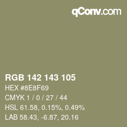カラーコード: RGB 142 143 105 | qconv.com