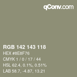 颜色代码: RGB 142 143 118 | qconv.com