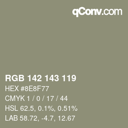 Color code: RGB 142 143 119 | qconv.com